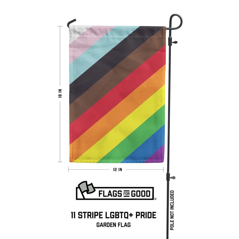 11 stripe diagonal lgbtq pride garden flag