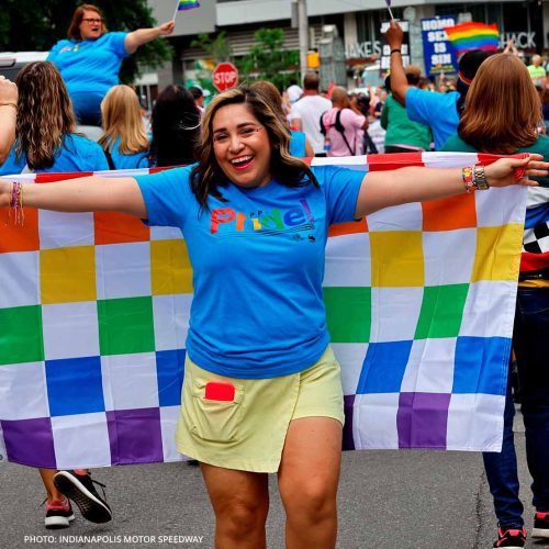 Checkered Pride Flag Racing rainbow parade