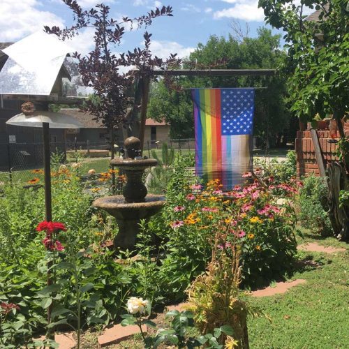 For All US Rainbow Flag In Garden