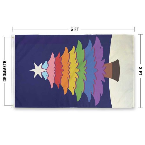 Happy Holigays Rainbow Tree Flag Specs