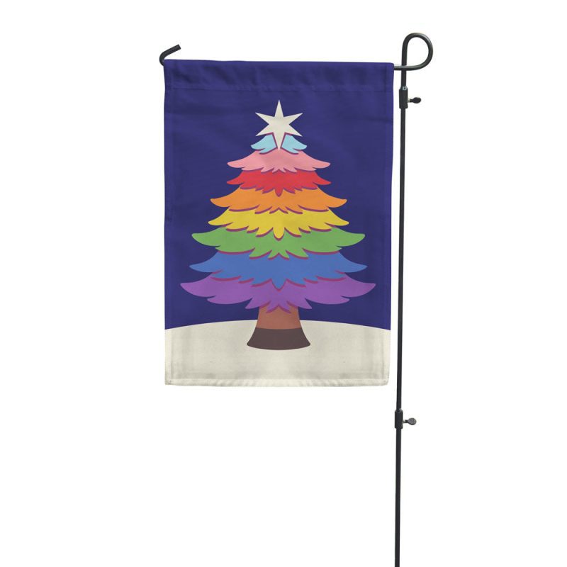 Happy Holigays Rainbow Tree Garden Flag