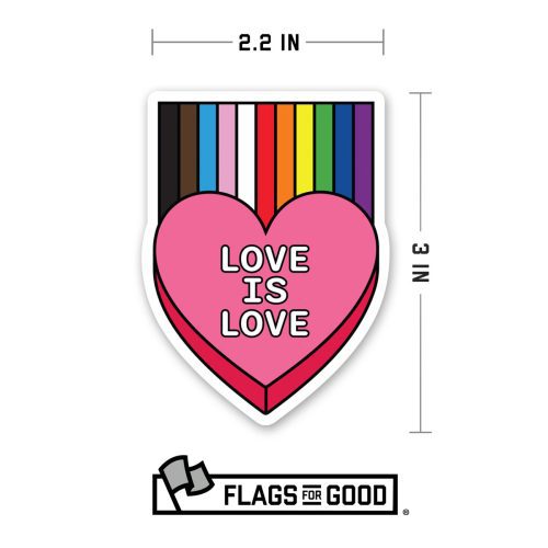 Love is Love rainbow heart sticker specs