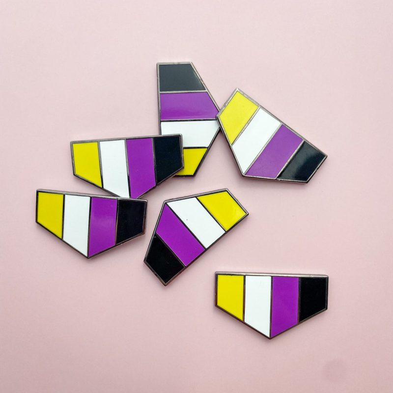 Pronoun + Pride Flag Interchangeable Magnetic Pin Set by Flags For Good | Nonbinary Pride Flag Bottom Badges