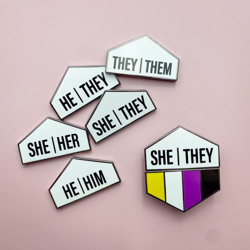 Pronoun Flag Magenitc Pins She they Nonbinary Extra tops