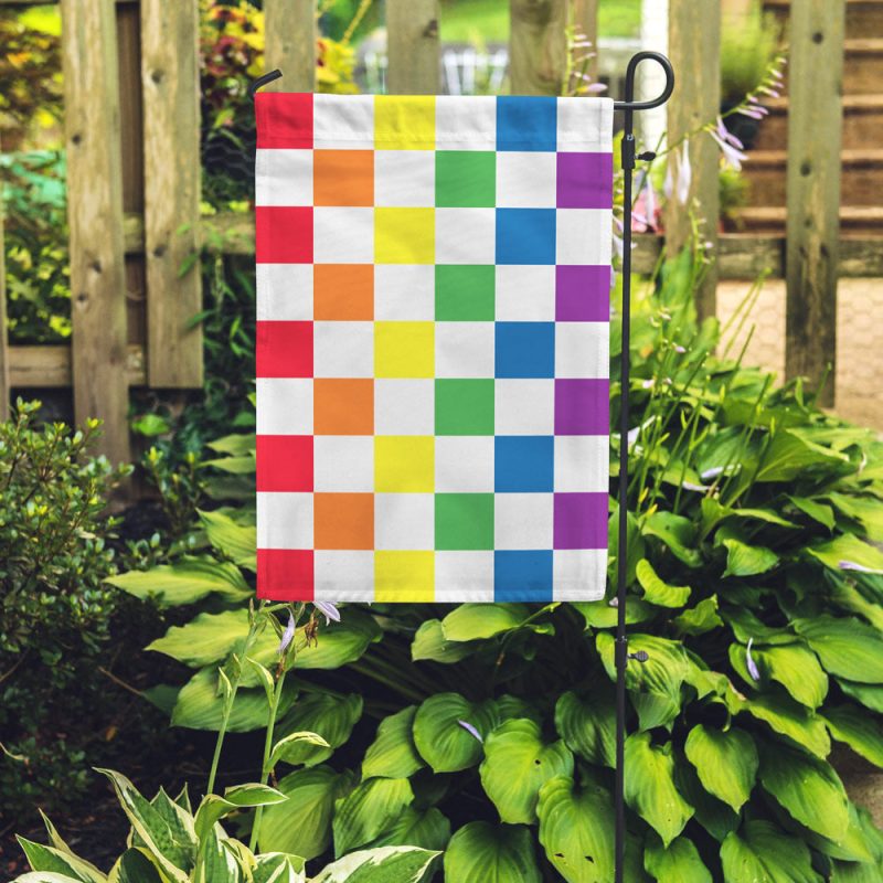 Raibow Checkered Pride Garden Flag Outdoor