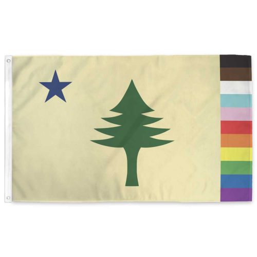 New Rainbow Maine Pride Flag with Progress fly edge by Flags for Good 