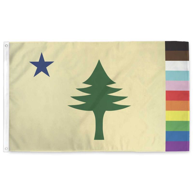 New Rainbow Maine Pride Flag with Progress fly edge by Flags for Good