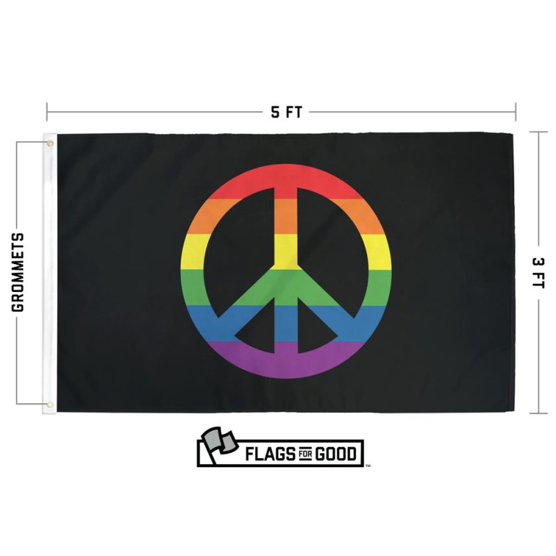 Rainbow Peace Sign Flag Specs