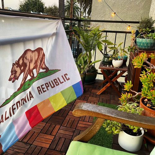 Rainbow Pride California Flag balcony