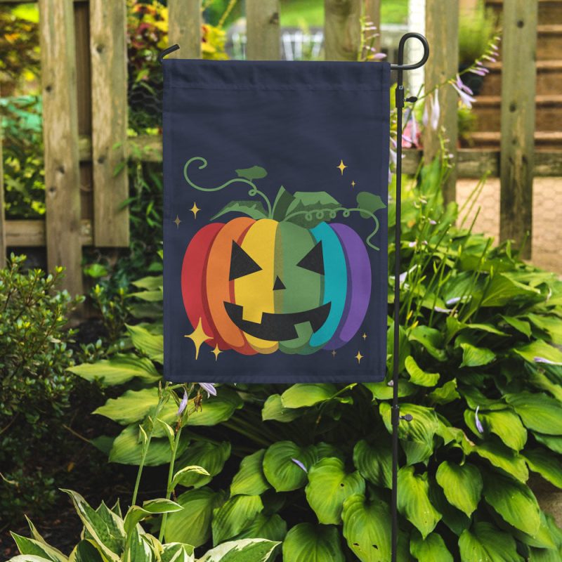 Rainbow Pumpkin Garden Flag Outdoor