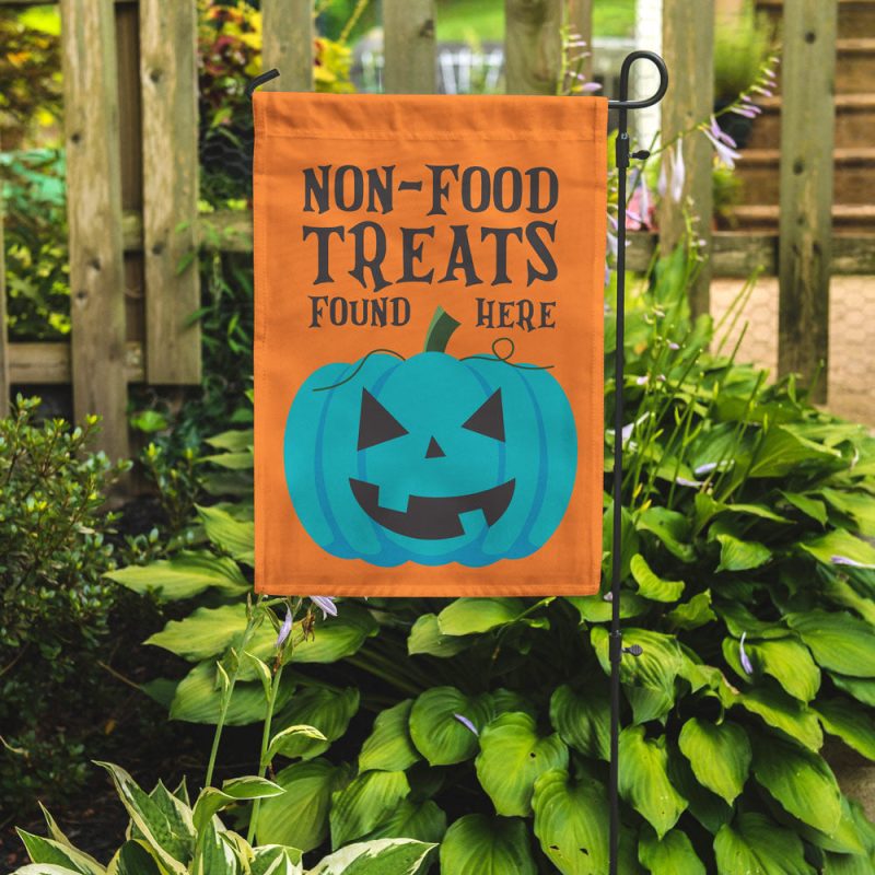 Teal Pumpkin Garden Flag Front Outdoor