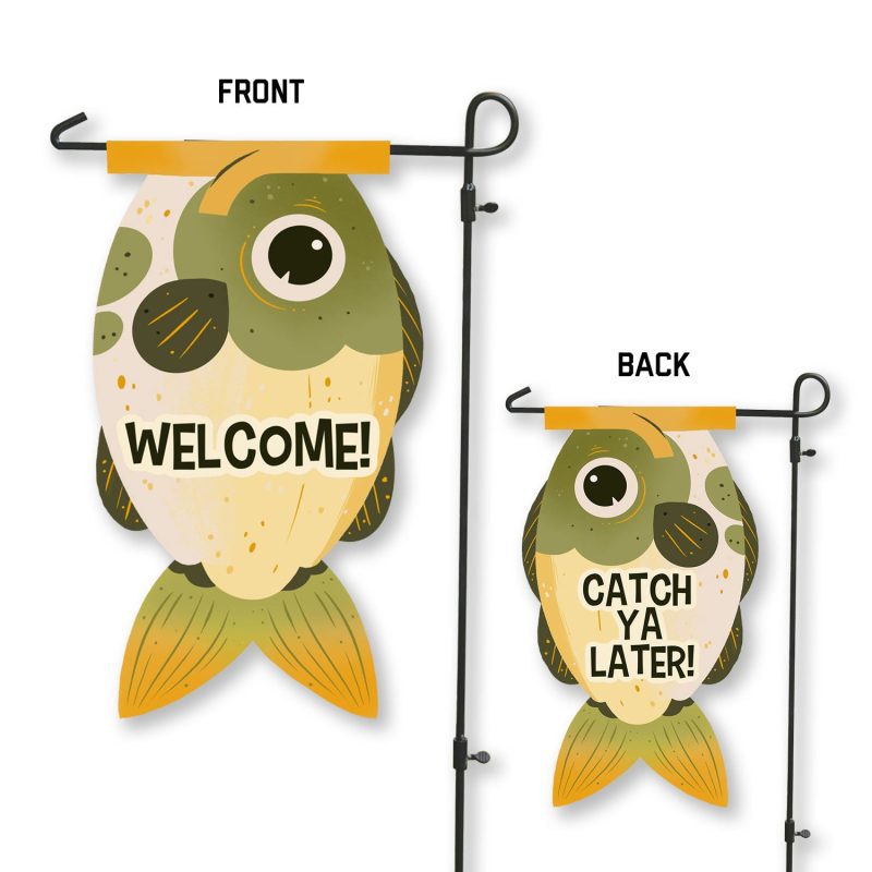 Welcome Catch ya Later Fish Garden Flag Frontandback 1