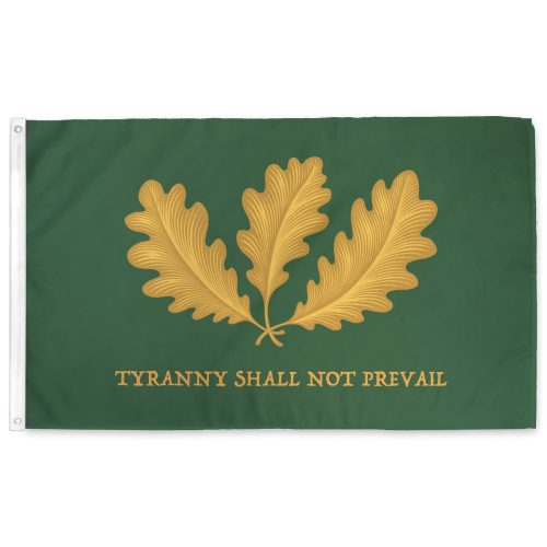 "Tyranny Shall Not Prevail" Flag with three golden oak leaves on green