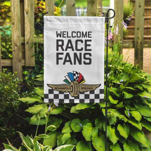 welcome race fans indianapolis motor speedway IMS logo garden flag checkered